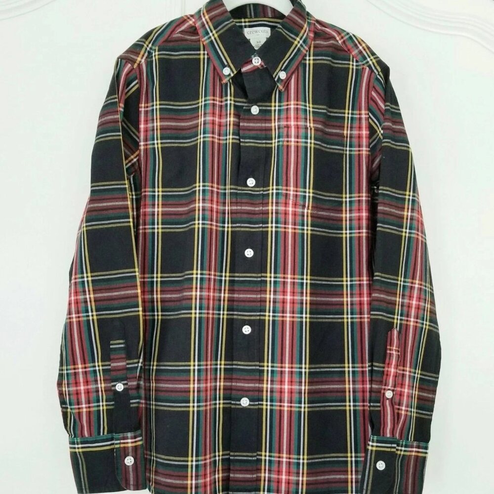 Gap Crewcuts Black Red Plaid Long Sleeve Button Front Shirt Boys Size 10 NWT